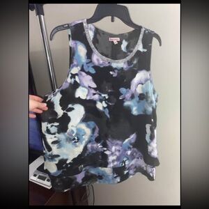 Juicy Couture Black and Blue Floral Tank Top